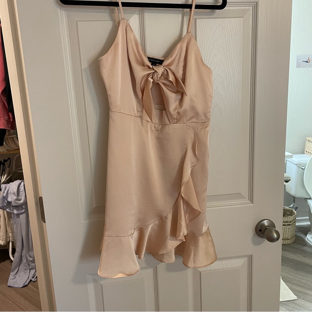 Cotton Candy LA Pink Nude Silk Mini Dress